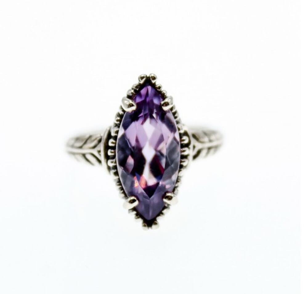 Vintage 925 Sterling Silver Amethyst Ring Size 6